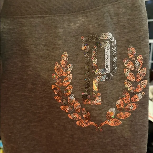 Victorias Secret Gray Cropped Jogger sweatpants w/Sequin on front and back - Picture 3 of 5